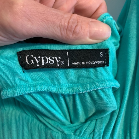 Gorgeous gypsy 05 turquoise maxi dress with purple tie dye at the hem - Picture 3 of 7